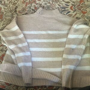 Striped tan and white fall sweater( price negotiable)